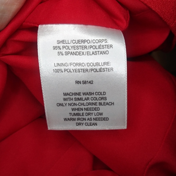 Maggie London Red Crepe Ruffle Trimmed, Figure Flattering Plus Size Sheath Dress - Picture 7 of 8